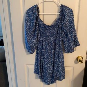 Off the shoulder blue floral dress